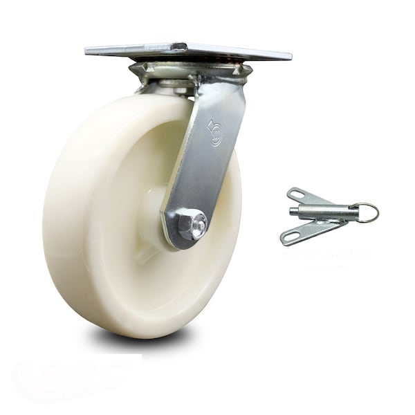 8 Inch Heavy Duty Nylon Caster with Ball Bearing and Swivel Lock